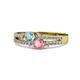 1 - Zaira Aquamarine and Pink Tourmaline with Side Diamonds Split Shank Ring 