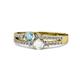 1 - Zaira Aquamarine and White Sapphire with Side Diamonds Split Shank Ring 