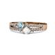 1 - Zaira Aquamarine and White Sapphire with Side Diamonds Split Shank Ring 