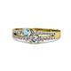 1 - Zaira Aquamarine and Diamond with Side Diamonds Split Shank Ring 