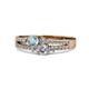 1 - Zaira Aquamarine and Diamond with Side Diamonds Split Shank Ring 
