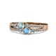1 - Zaira Aquamarine and Blue Topaz with Side Diamonds Split Shank Ring 