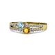 1 - Zaira Aquamarine and Citrine with Side Diamonds Split Shank Ring 