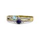 1 - Zaira Aquamarine and Blue Sapphire with Side Diamonds Split Shank Ring 