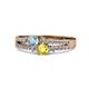 1 - Zaira Aquamarine and Yellow Sapphire with Side Diamonds Split Shank Ring 