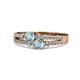 1 - Zaira Aquamarine with Side Diamonds Split Shank Ring 