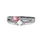 1 - Zaira Pink Tourmaline and White Sapphire with Side Diamonds Split Shank Ring 