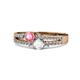 1 - Zaira Pink Tourmaline and White Sapphire with Side Diamonds Split Shank Ring 