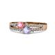 1 - Zaira Pink Tourmaline and Tanzanite with Side Diamonds Split Shank Ring 