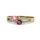 1 - Zaira Pink Tourmaline and Ruby with Side Diamonds Split Shank Ring 