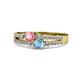 1 - Zaira Pink Tourmaline and Blue Topaz with Side Diamonds Split Shank Ring 