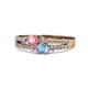 1 - Zaira Pink Tourmaline and Blue Topaz with Side Diamonds Split Shank Ring 