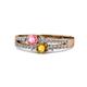 1 - Zaira Pink Tourmaline and Citrine with Side Diamonds Split Shank Ring 