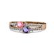 1 - Zaira Pink Tourmaline and Iolite with Side Diamonds Split Shank Ring 