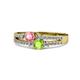 1 - Zaira Pink Tourmaline and Peridot with Side Diamonds Split Shank Ring 