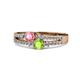 1 - Zaira Pink Tourmaline and Peridot with Side Diamonds Split Shank Ring 