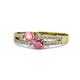 1 - Zaira Pink Tourmaline and Rhodolite Garnet with Side Diamonds Split Shank Ring 