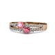 1 - Zaira Pink Tourmaline and Rhodolite Garnet with Side Diamonds Split Shank Ring 