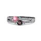 1 - Zaira Pink Tourmaline and Red Garnet with Side Diamonds Split Shank Ring 