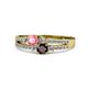 1 - Zaira Pink Tourmaline and Red Garnet with Side Diamonds Split Shank Ring 