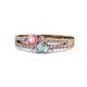 1 - Zaira Pink Tourmaline and Aquamarine with Side Diamonds Split Shank Ring 