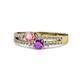 1 - Zaira Pink Tourmaline and Amethyst with Side Diamonds Split Shank Ring 