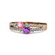 1 - Zaira Pink Tourmaline and Amethyst with Side Diamonds Split Shank Ring 