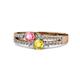 1 - Zaira Pink Tourmaline and Yellow Sapphire with Side Diamonds Split Shank Ring 