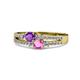 1 - Zaira Amethyst and Pink Sapphire with Side Diamonds Split Shank Ring 