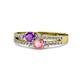 1 - Zaira Amethyst and Pink Tourmaline with Side Diamonds Split Shank Ring 