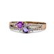 1 - Zaira Amethyst and Iolite with Side Diamonds Split Shank Ring 