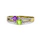 1 - Zaira Amethyst and Peridot with Side Diamonds Split Shank Ring 