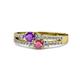 1 - Zaira Amethyst and Rhodolite Garnet with Side Diamonds Split Shank Ring 