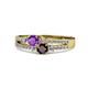 1 - Zaira Amethyst and Red Garnet with Side Diamonds Split Shank Ring 