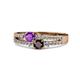 1 - Zaira Amethyst and Red Garnet with Side Diamonds Split Shank Ring 