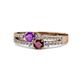 1 - Zaira Amethyst and Ruby with Side Diamonds Split Shank Ring 