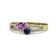 1 - Zaira Amethyst and Blue Sapphire with Side Diamonds Split Shank Ring 