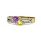 1 - Zaira Amethyst and Yellow Sapphire with Side Diamonds Split Shank Ring 