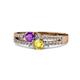 1 - Zaira Amethyst and Yellow Sapphire with Side Diamonds Split Shank Ring 