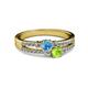 2 - Zaira Blue Topaz and Peridot with Side Diamonds Split Shank Ring 