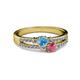 2 - Zaira Blue Topaz and Rhodolite Garnet with Side Diamonds Split Shank Ring 