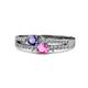 1 - Zaira Iolite and Pink Sapphire with Side Diamonds Split Shank Ring 