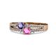 1 - Zaira Iolite and Pink Sapphire with Side Diamonds Split Shank Ring 