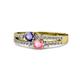 1 - Zaira Iolite and Pink Tourmaline with Side Diamonds Split Shank Ring 