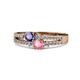 1 - Zaira Iolite and Pink Tourmaline with Side Diamonds Split Shank Ring 