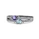 1 - Zaira Iolite and Aquamarine with Side Diamonds Split Shank Ring 