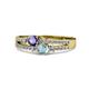 1 - Zaira Iolite and Aquamarine with Side Diamonds Split Shank Ring 