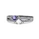 1 - Zaira Iolite and White Sapphire with Side Diamonds Split Shank Ring 