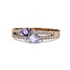 1 - Zaira Iolite and Tanzanite with Side Diamonds Split Shank Ring 