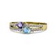 1 - Zaira Iolite and Blue Topaz with Side Diamonds Split Shank Ring 